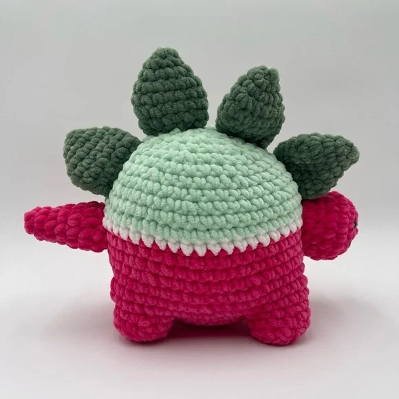 Melonosaurus Amigurumi Handmade Plush Dinosaur Colorful Soft - Picture 3 of 11